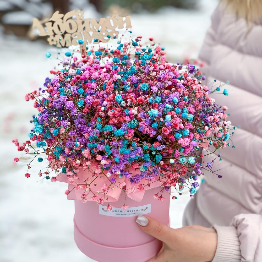 радужная гипсофила. цветы киров. букет в кирове. цветы киров купить дешево с доставкой. киров букетная.